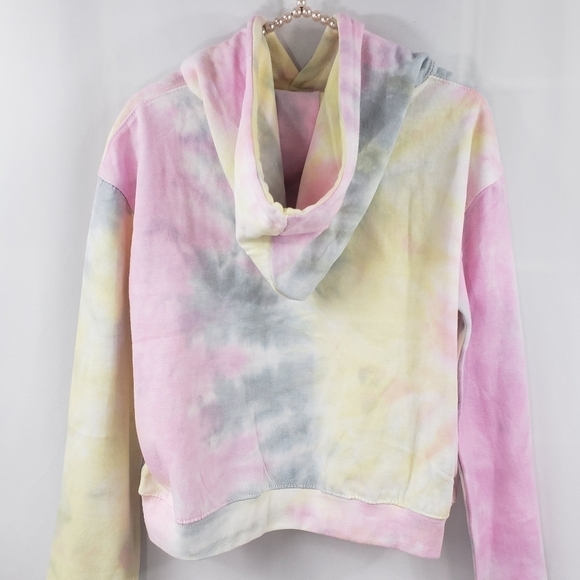 Dreamsicle Pastel Tie Dye Crop Hoodie Sweatshirt - Picture 6 of 8
